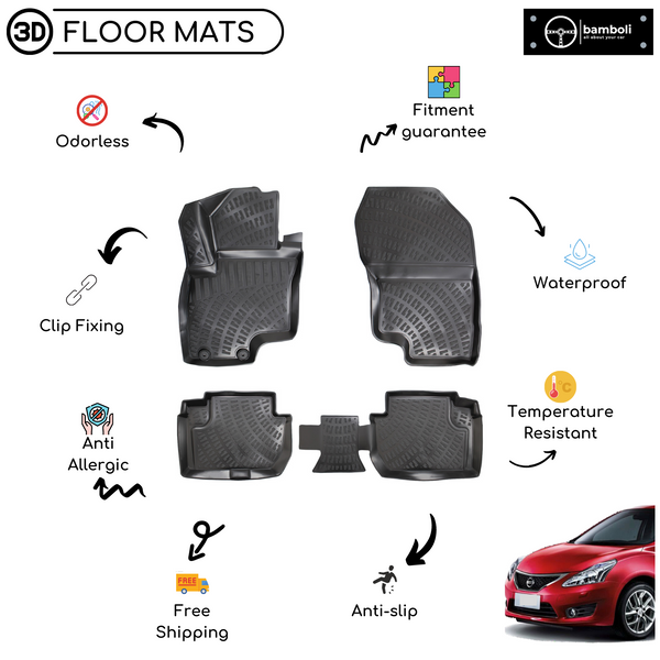 3D Molded Interior Car Floor Mat for Nissan Pulsar 2014 - Up