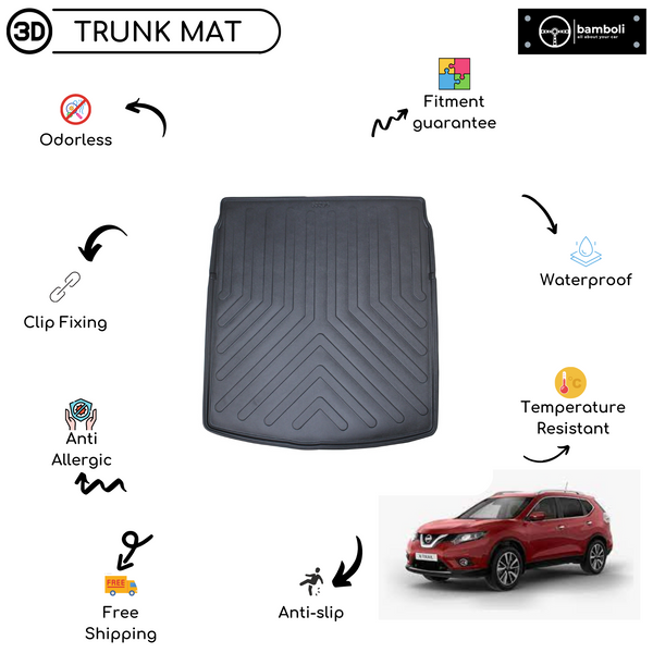 Vehicle Specific Rubber Trunk Mat Cargo Liner for Nissan X Trail 2017 - 2020