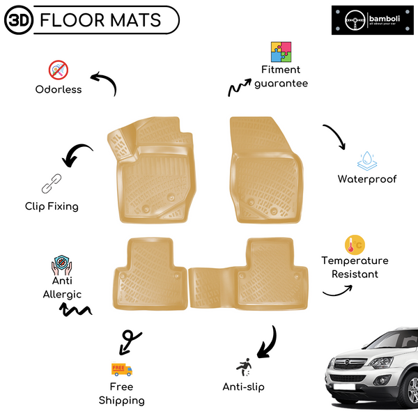 3D Molded Interior Beige Car Floor Mat for Opel Antara