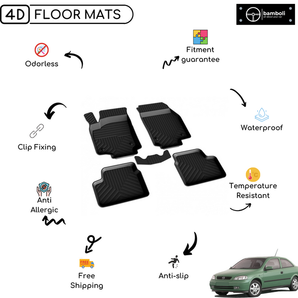 4D Premium Rubber Car Floor Mat for Opel Astra G 1998 - 2004