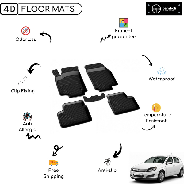 4D Premium Rubber Car Floor Mat for Opel Astra H 2004 - 2014