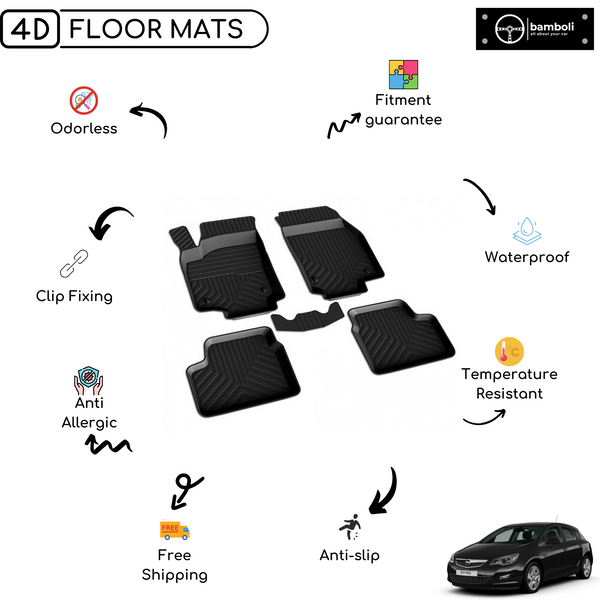 4D Premium Rubber Car Floor Mat for Opel Astra J 2010 - 2014
