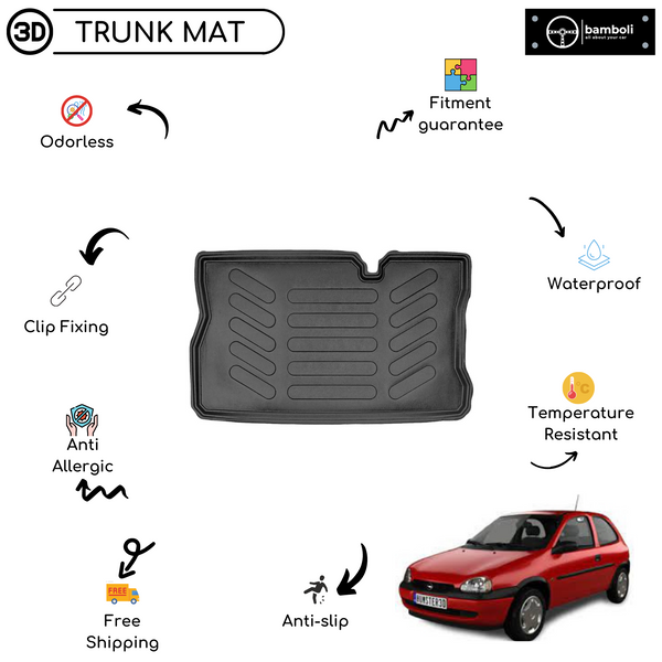 Vehicle Specific Rubber Trunk Mat Cargo Liner for Opel Corsa B 1993 - 2000