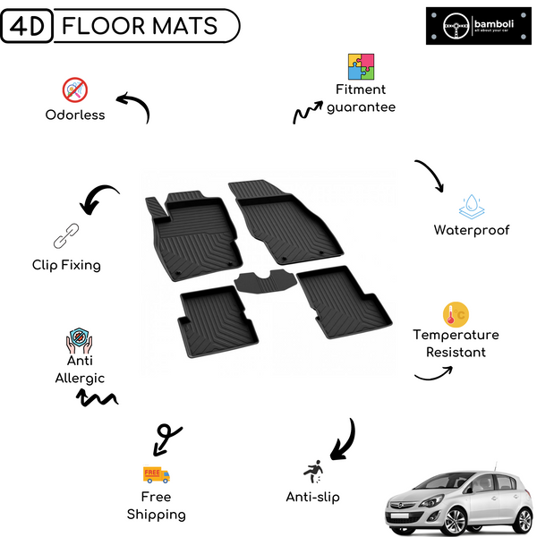 4D Premium Rubber Car Floor Mat for Opel Corsa D 2006 - 2014