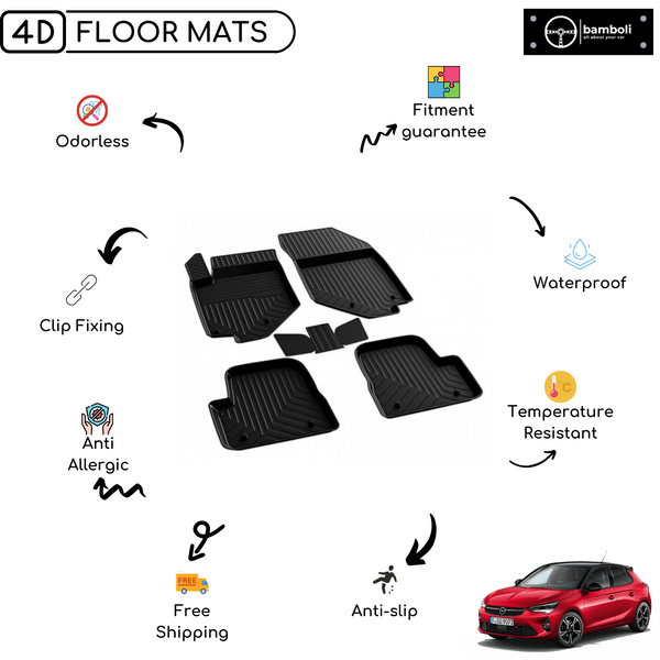 4D Premium Rubber Car Floor Mat for Opel Corsa F 2020 - Up