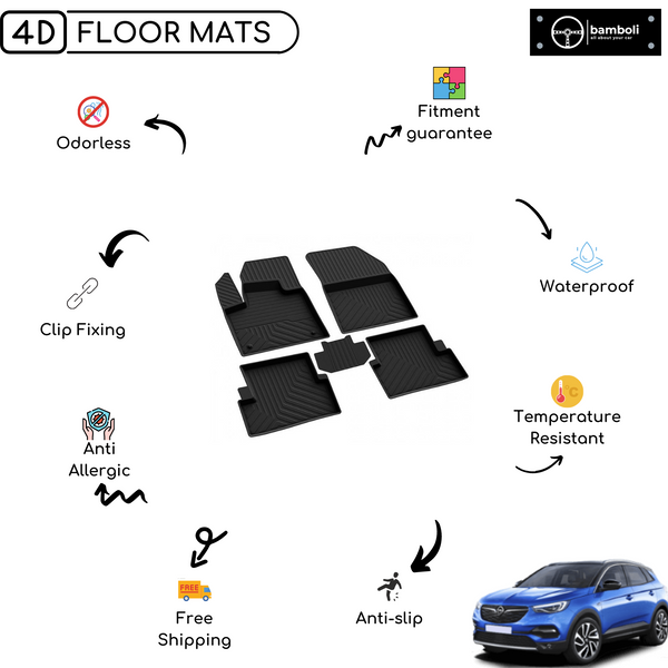 4D Premium Rubber Car Floor Mat for Opel Grandland X 2017 - Up
