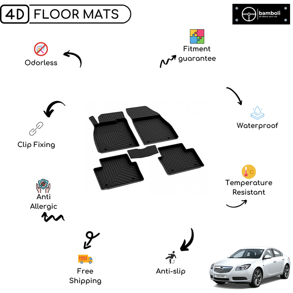 4D Premium Rubber Car Floor Mat for Opel Insignia 2008 - 2016