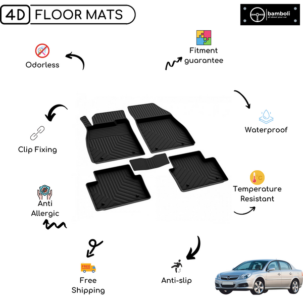 4D Premium Rubber Car Floor Mat for Opel Vectra C 2002 - 2007