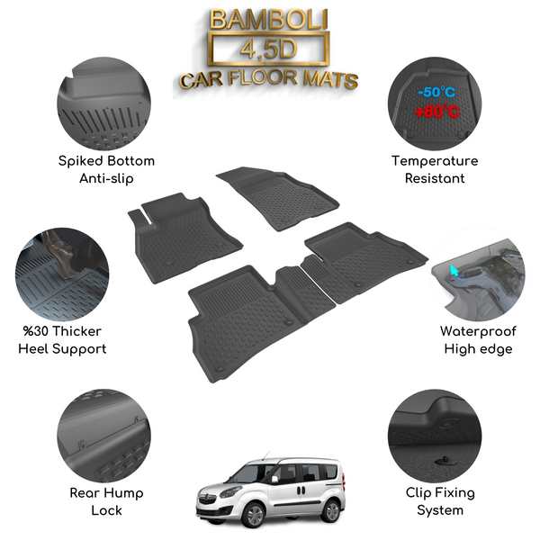Premium 4,5D Car Floor Mat for Opel Combo Tour D 2011 - 2018