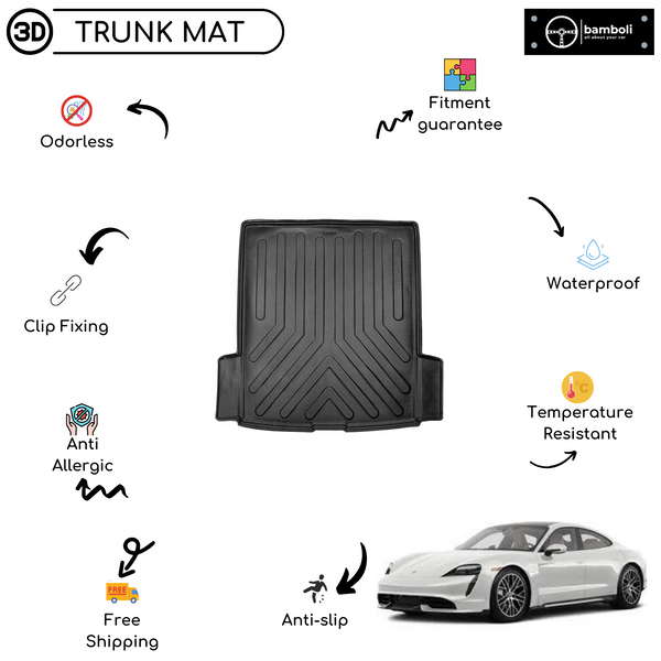 Vehicle Specific Rubber Trunk Mat for Porsche Taycan Electric 2018 - Up