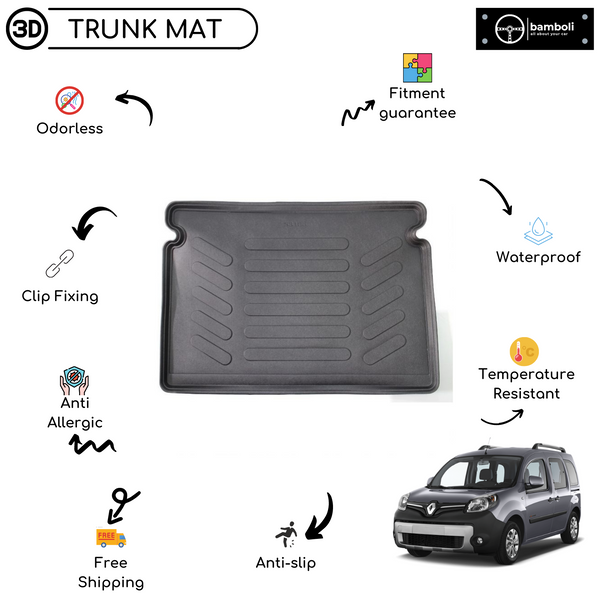 Vehicle Specific Rubber Trunk Mat Cargo Liner for Renault Kango 2015 - 2021