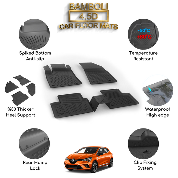 Premium 4,5D Car Floor Mat for Renault Clio 5