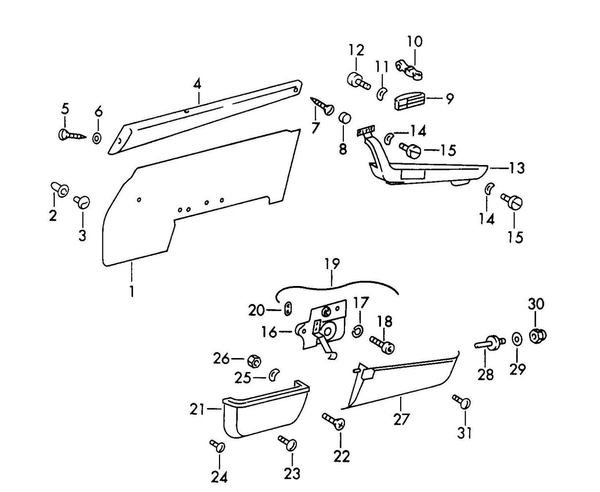 Porsche 911 1969-1973 Compatible Door Pocket Bins Left and Right Rear 2 Pieces