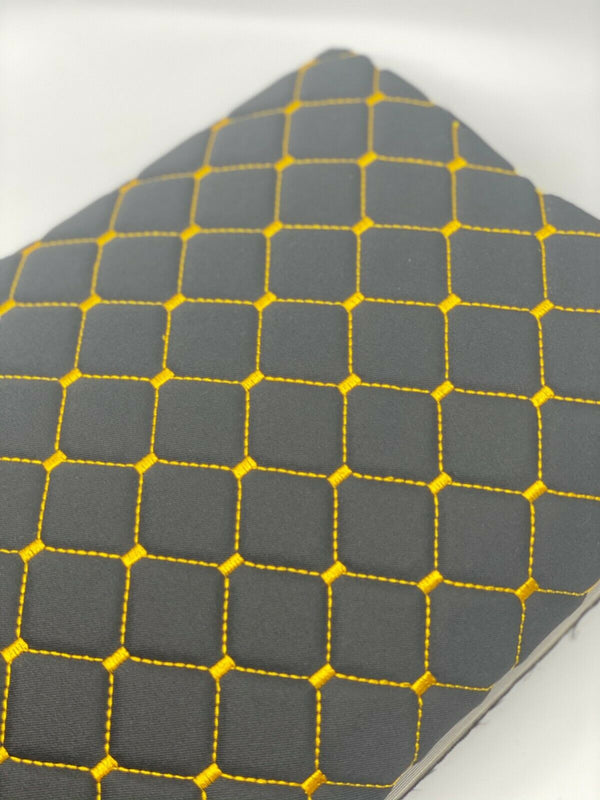 Black Yellow Diamond Stitch Embossed Fabric Lining Car Upholstery