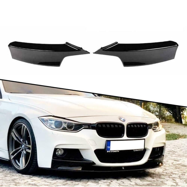 Piano Black Front Bumper Splitter Lip Flaps 2 pcs for BMW F30 3 Series 2012-2019