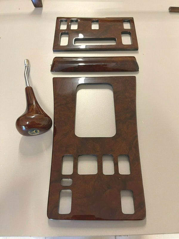 Mercedes W126 Compatible Walnut Color Wood AC Panel + Shifter Frame + Ashtray + Shift Knob