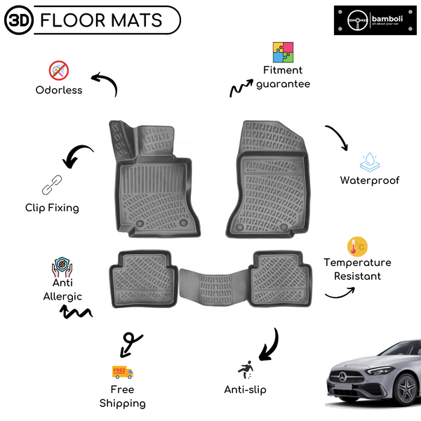 Custom Molded Rubber Floor Mat for Mercedes Benz C-Class W206 2021-UP