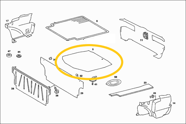 Covering Spare Wheel Luggage Cover For Mercedes W123 Sedan A1236900130