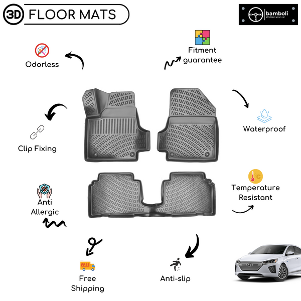 3D Molded Interior Car Floor Mat for Hyundai Ioniq 2022-Up