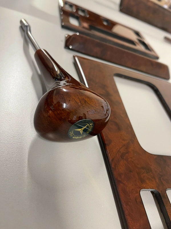 Mercedes W126 Compatible Walnut Color Wood AC Panel + Shifter Frame + Ashtray + Shift Knob