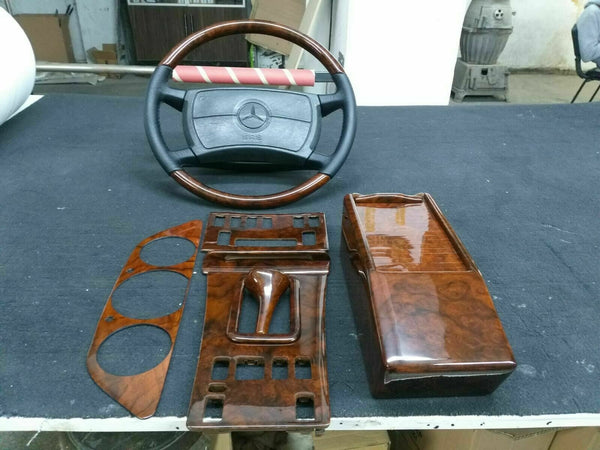 Mercedes W126 C126 560SEC Compatible Wood Trim Set With Steering Wheels Set