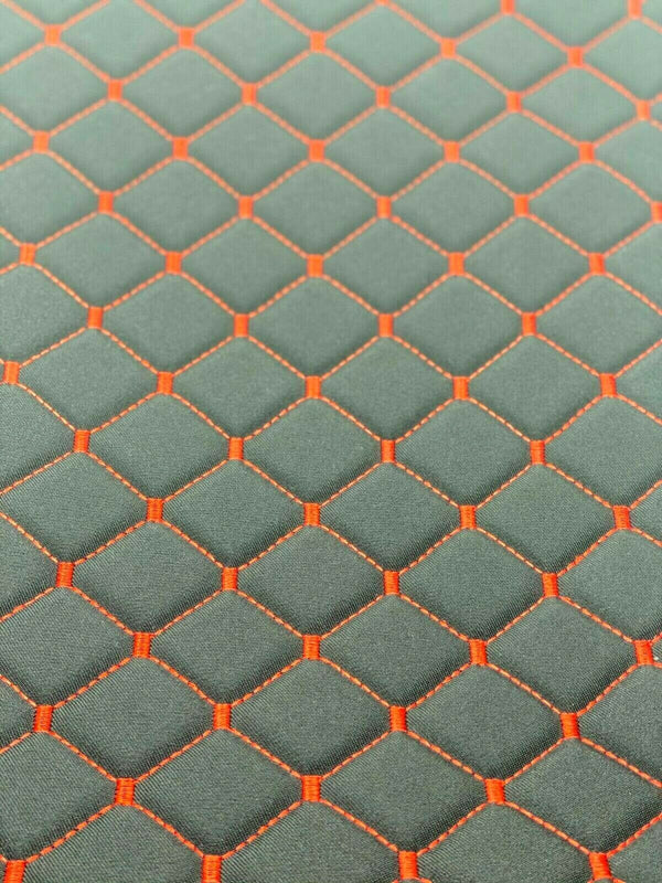 Black Yellow Diamond Stitch Embossed Fabric Lining Car Upholstery