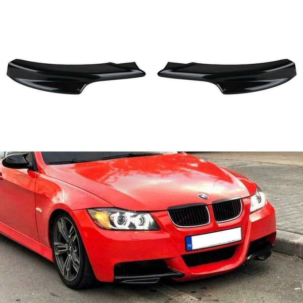 Piano Black Front Bumper Splitter Lip Flaps 2 pcs for BMW E90 3 Series 2005-2009