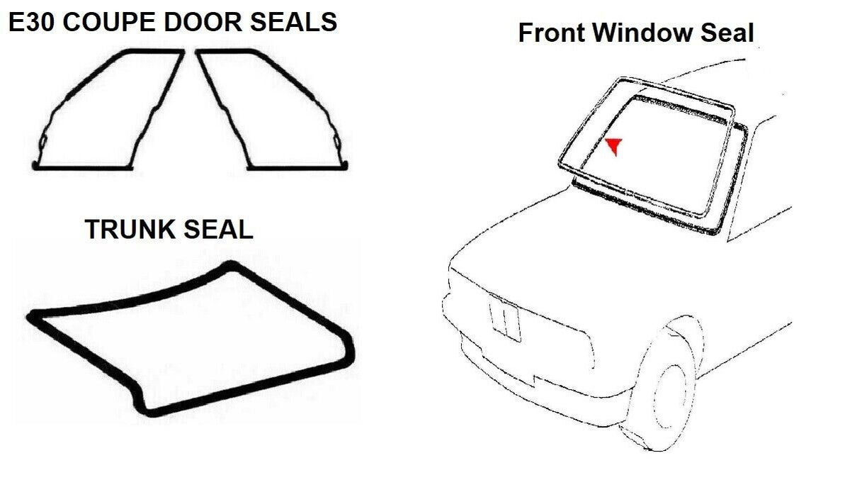 BMW E30 Coupe 2 Doors Weatherstrip, Trunk Rubber, Windshield Seals 4 p