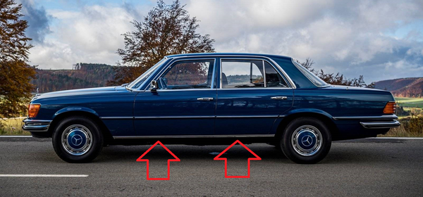 Chrome Rocker Panel Molding Trim Set of 2 for Mercedes-Benz W116 SE Short Chassis 1166980180 1166980280