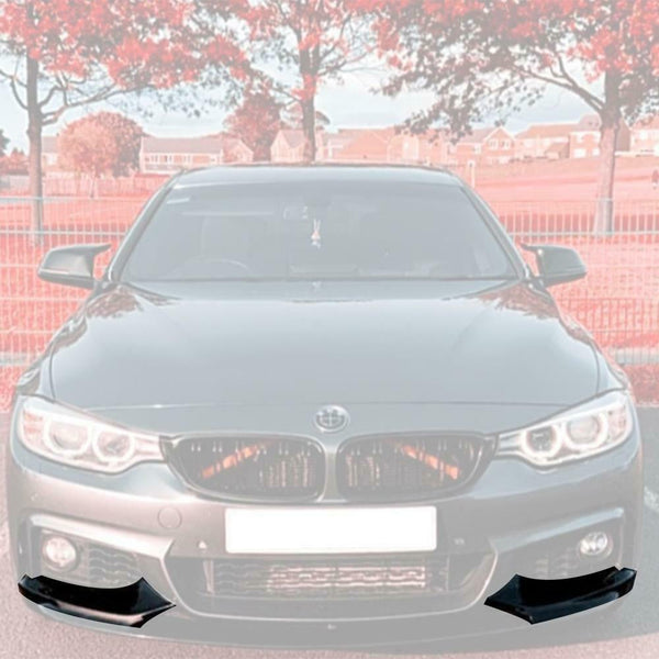 Piano Black Front Bumper Splitter Lip Flaps 2 pcs for BMW F36 4 Series 2013-2019