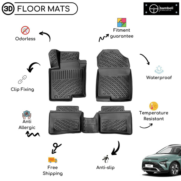 Custom Molded Rubber Floor Mat for Hyundai Bayon 2021- (Black)