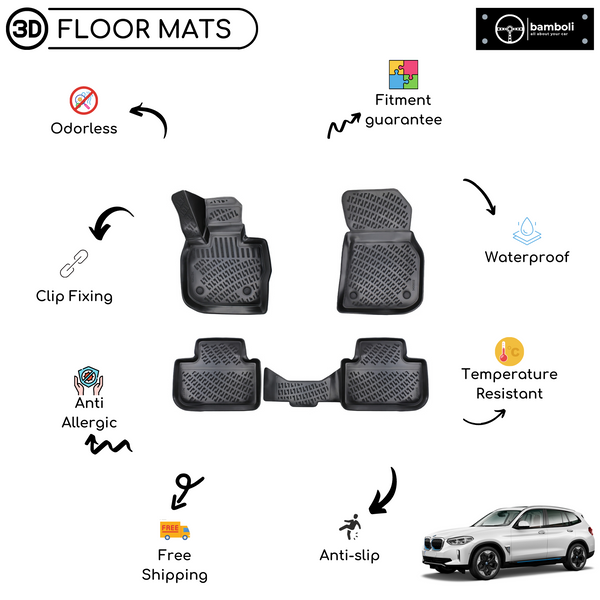Custom Molded Rubber Floor Mat for BMW IX3 Electrical 2021- (Black)