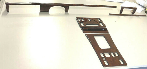 Mercedes W126 Compatible Walnut Color Wood Dashboard Center Trim Set 7 Pieces