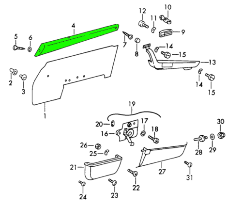 Inner Door Top Top Rail Strips for Porsche 911 1964-73 Coupe Targa LHD RHD