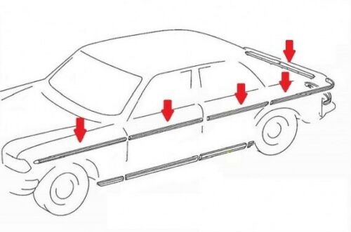 Mercedes W114 Coupe Body Moulding Trims 8 Pcs Set For Doors Fenders Trunk