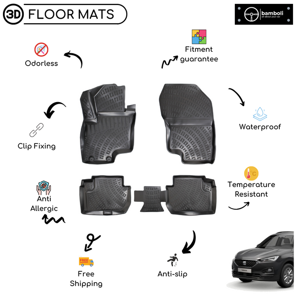 3D Molded Interior Car Floor Mat for Seat Tarraco 2018 - Up