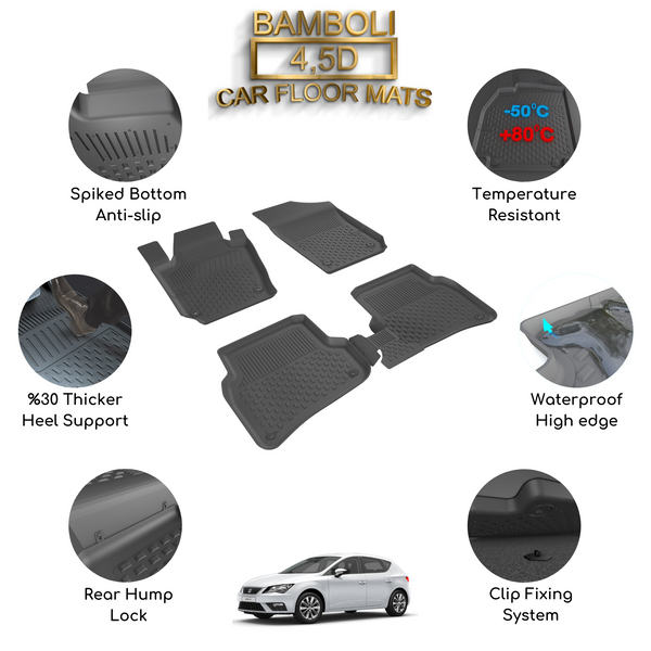 Premium 4,5D Car Floor Mat for Seat Ibiza 2009 - 2017