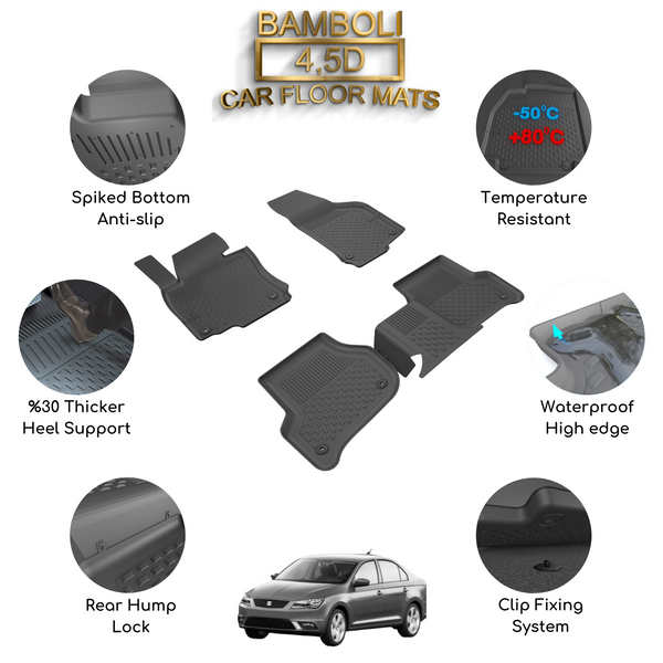 Premium 4,5D Car Floor Mat for Seat Toledo 2006 - 2012