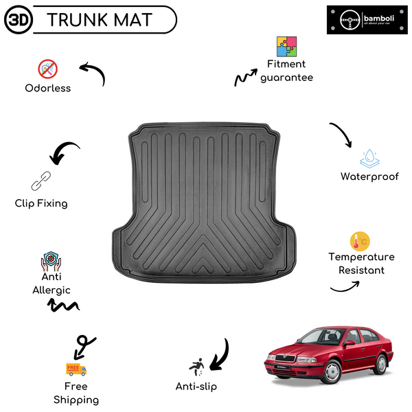 Vehicle Specific Rubber Trunk Mat Cargo Liner for Skoda Octavia 1996 - 2004