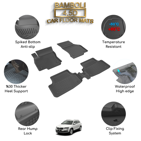Premium 4,5D Car Floor Mat for Skoda Karoq 2018+