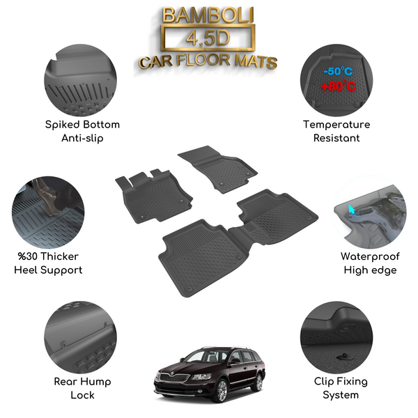 Premium 4,5D Car Floor Mat for Skoda SuperB 2015+