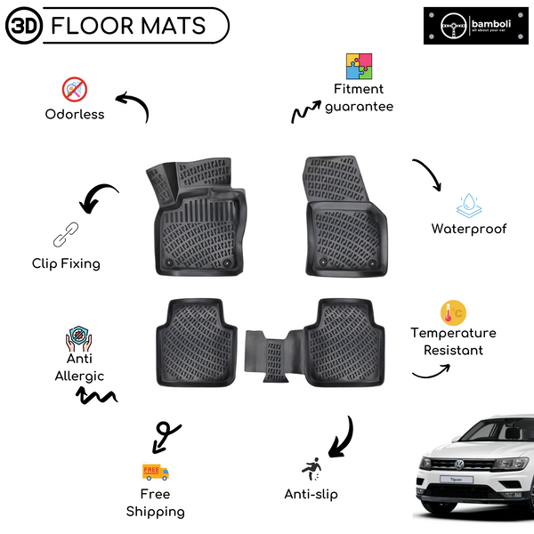 3D Molded Interior Car Floor Mat for Volkswagen Tiguan 2016 - Up