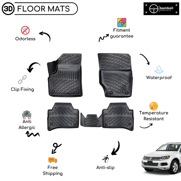 3D Molded Interior Car Floor Mat for Volkswagen Touareg 2016 - Up