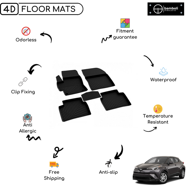 4D Premium Rubber Car Floor Mat for Toyota C-HR 2016 - Up