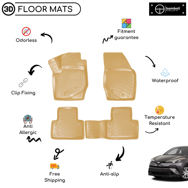 3D Molded Interior Beige Car Floor Mat for Toyota CHR
