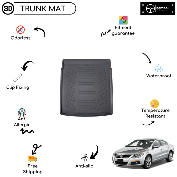 Vehicle Specific Rubber Trunk Mat Cargo Liner for Volkswagen Passat Cc 2012 - Up