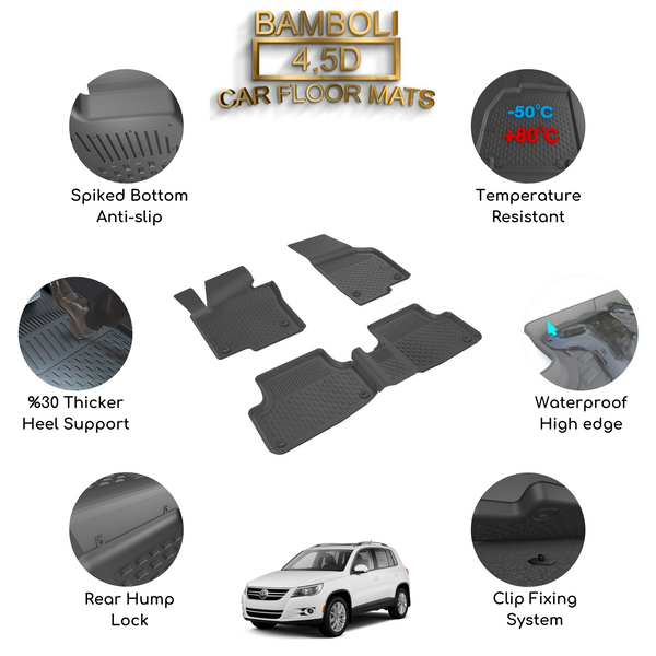 Premium 4,5D Car Floor Mat for Volkswagen Tiguan 2007 - 2015