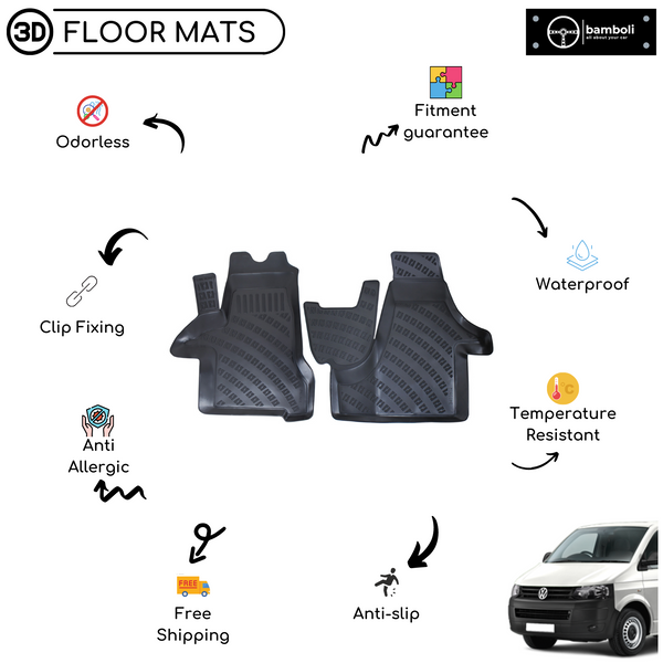 3D Molded Interior Car Floor Mat for Volkswagen Transporter T5-T6