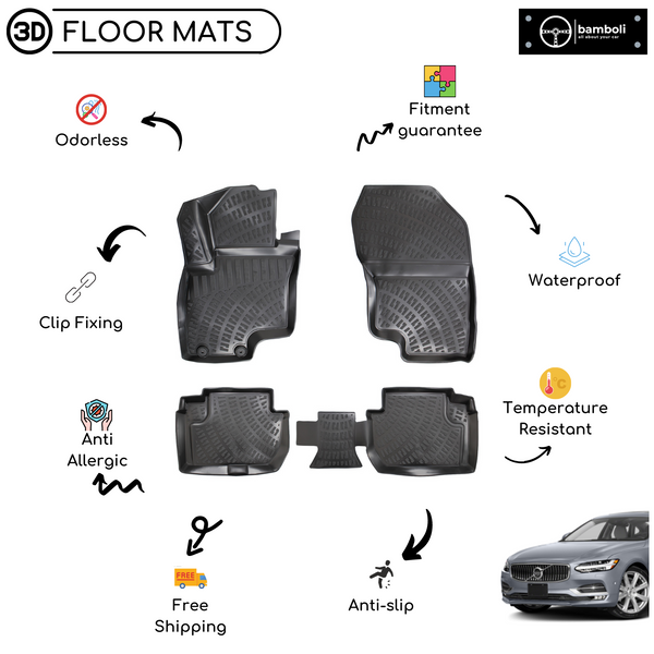 3D Molded Interior Car Floor Mat for Volvo S90 2016 - Up