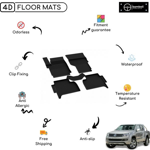 4D Premium Rubber Car Floor Mat for Vw Amarok 2010 - Up